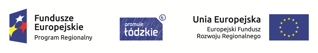 banerzawierający logo  Fundusze Europejskie, Promuje Łódzkie, EFRR
